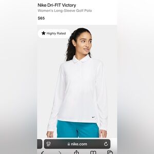 Nike Women’s Dri Fit Golf Long Sleeve Polo. Size small in white.